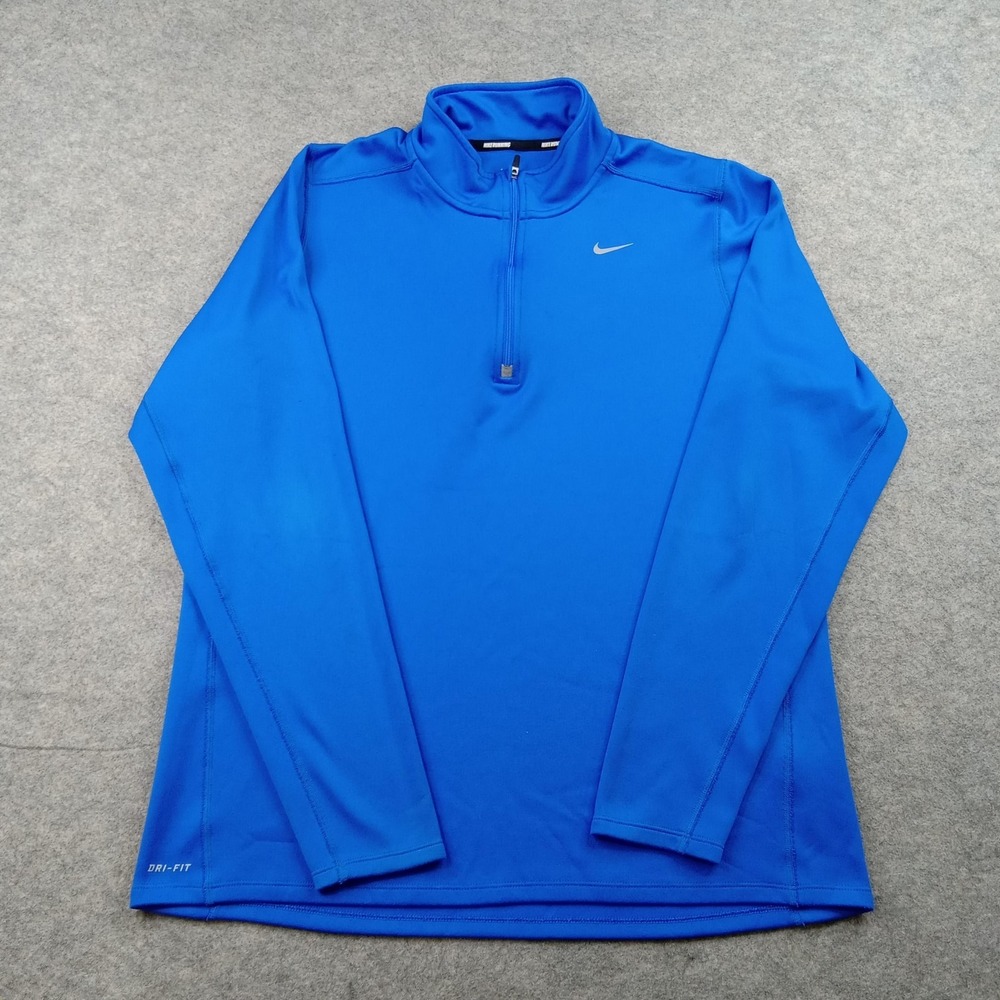 Nike Pullover Mens Large Blue Running Dri-FIT 1/4 Zip Long Sleeve Top 547793-439